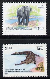 India 1986 National Park set of 2 (Elephant & Gharial) unmounted mint SG 1224-25