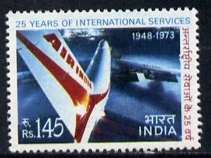 India 1973 Air India 25th Anniversary of Services (1r 45 value) unmounted mint SG 686