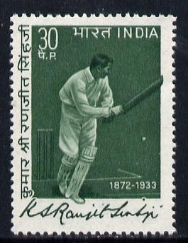 India 1973 Ranjitsinhji Commem (Cricketer) 30p value unmounted mint, SG 695