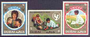 Dubai 1971 UNICEF perf set of 3 unmounted mint, SG 385-87