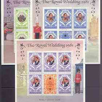 Sierra Leone 1981 Royal Wedding (2nd Issue) perf 12 set of 3 each in sheetlets of 5 plus label unmounted mint, SG 671-73