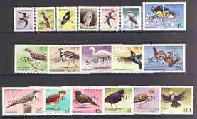 St Kitts 1981 Birds definitive set (without imprint date) perf set of 18 opt'd SPECIMEN, as SG 53-70A unmounted mint