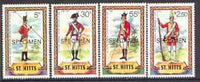 St Kitts 1981 Military Uniforms (1st series) perf set of 4 opt'd SPECIMEN unmounted mint, as SG 71-74