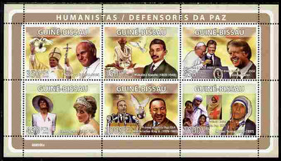 Guinea - Bissau 2008 Humanitarians perf sheetlet containing 6 values unmounted mint Michel 3951-56