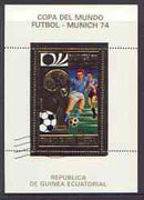 Equatorial Guinea 1973 Football World Cup perf sheetlet #2 containing 130E val (horiz) in gold with white background, fine cto used