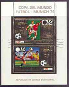 Equatorial Guinea 1973 Football World Cup perf s/sheet containing 2 x 130E vals in gold with white background, fine cto used