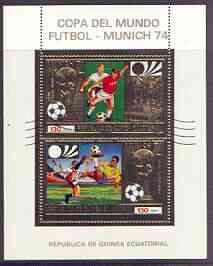 Equatorial Guinea 1973 Football World Cup perf s/sheet containing 2 x 130E vals in gold with white background, fine cto used