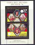 Equatorial Guinea 1974 Football World Cup perf s/sheet containing 2 x 250E vals in gold with white background, fine cto used