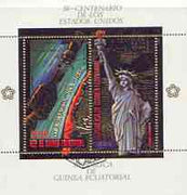 Equatorial Guinea 1975 USA Bicentenary perf s/sheet containing 2 vals in gold with white background, fine cto used, Mi BL180