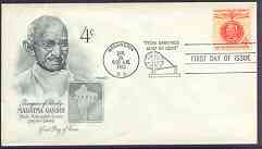 United States 1961 Mahatma Gandhi Commemoration 4c on illustrated cover with first day cancel, SG 1173