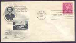 United States 1949 Death Centenary of Edgar Allan Poe (author & Poet) on illustrated cover with first day cancel, SG 983