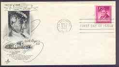 United States 1948 Honouring Will Rogers (actor & author) on illustrated cover with first day cancel, SG 972