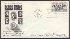 United States 1964 American Music (50th Anniversary of American Society of Composers, authors & Publishers - ASCAP) on illustrated cover with first day cancel, SG 1234