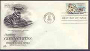 United States 1980 Aviation Pioneers - Glenn Curtiss on illustrated cover with first day cancel, SG A1840