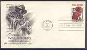 United States 1979 Performing Arts - Will Rogers (actor & author) on illustrated cover with first day cancel, SG 1773