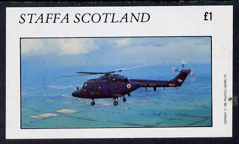 Staffa 1982 Helicopters #3 imperf souvenir sheet (£1 value) unmounted mint