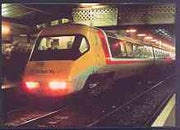 Postcard produced in 1980's in full colour showing British Rail Class 370 Advanced Passenger Train, unused and pristine