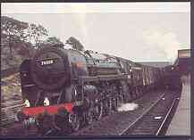 Postcard produced in 1980's in full colour showing British Railways Riddles 'Britannia' Class 7MT 'Britannia', unused and pristine