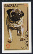Gairsay 1984 Rotary -Dogs (Pug) imperf souvenir sheet (£1 value) unmounted mint