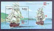 Cuba 1996 Capex 96 Stamp Exhibition (18th Century Sailing Ships) perf miniature sheet unmounted mint, SG MS4078