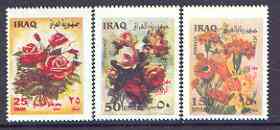 Iraq 2002 Flowers perf set of 3 unmounted mint