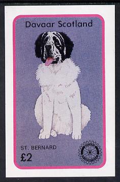 Davaar Island 1984 Rotary - Dogs (St Bernard) imperf deluxe sheet (£2 value) unmounted mint