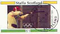 Staffa 1984 Los Angeles Olympic Games (Shooting) imperf souvenir sheet (£1 value) cto used