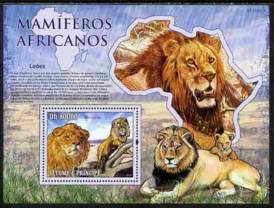 St Thomas & Prince Islands 2010 Animals of Africa - Lions perf souvenir sheet unmounted mint