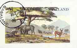 Nagaland 1972 African Wild Animals imperf souvenir sheet (1ch value) cto used