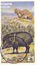 Staffa 1977 Wild Animals (Puma & Peccary) imperf souvenir sheet (£1 value) cto used