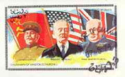 Oman 1974 Churchill Birth Centenary (Flags & Leaders) imperf souvenir sheet (2R value) cto used