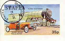 Staffa 1972 Pictorial imperf souvenir sheet (35p value) Transport (Flying Scotsman & RR Silver Ghost) cto used