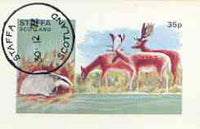Staffa 1973 Wildlife (Badger & Deer) imperf souvenir sheet 35p value cto used