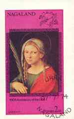 Nagaland 1974 Paintings of Women - UPU Centenary imperf souvenir sheet 2ch (Garofalo) cto used