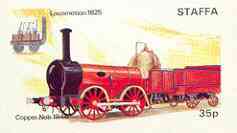 Staffa 1973 Locomotives #1 imperf souvenir sheet 35p value (Locomotion & Copper Nob) unmounted mint