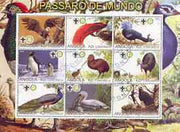Angola 2000 Exotic Birds perf sheetlet containing set of 9 values each with Rotary & Scouts Logos, fine cto used