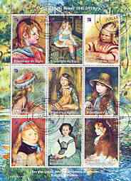 Niger Republic 1998 Paintings by Pierre Auguste Renoir perf sheetlet containing 9 values cto used