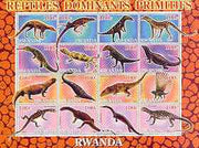 Rwanda 2001 Dinosaurs perf sheetlet #5 (Reptiles Dominants Primitifs) containing set of 16 x 100f values unmounted mint