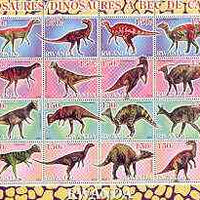 Rwanda 2001 Dinosaurs perf sheetlet #8 (Dinosaures A Bec de canard) containing set of 16 x 150f values unmounted mint
