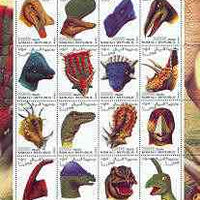 Somalia 2001 Dinosaurs perf sheetlet #1 containing set of 16 values (Heads only) unmounted mint