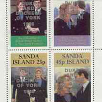 Sanda Island 1986 Royal Wedding perf sheetlet of 4 opt'd Duke & Duchess of York in silver, unmounted mint