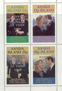Sanda Island 1986 Royal Wedding perf sheetlet of 4 opt'd Duke & Duchess of York in silver, unmounted mint