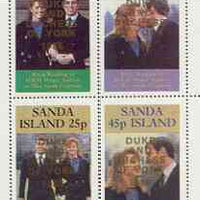 Sanda Island 1986 Royal Wedding perf sheetlet of 4 opt'd Duke & Duchess of York in gold, unmounted mint
