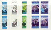 Grunay 1986 Royal Wedding imperf sheetlet of 4 opt'd Duke & Duchess of York in gold, the set of 4 progressive proofs, comprising single colour, 2-colour and two x 3-colour combinations, each with opt. (16 proofs) unmounted mint