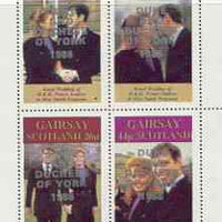 Gairsay 1986 Royal Wedding perf sheetlet of 4 opt'd Duke & Duchess of York in silver, unmounted mint