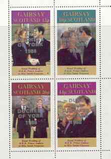 Gairsay 1986 Royal Wedding perf sheetlet of 4 opt'd Duke & Duchess of York in silver, unmounted mint