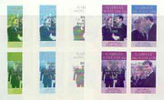 Gairsay 1986 Royal Wedding imperf sheetlet of 4 opt'd Duke & Duchess of York in silver, the set of 4 progressive proofs, comprising single colour, 2-colour plus two x 3-colour combinations, each with opt. (16 proofs) unmounted mint