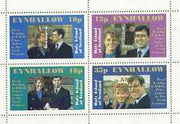 Eynhallow 1986 Royal Wedding perf sheetlet of 4 opt'd Duke & Duchess of York in gold, unmounted mint