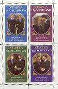 Staffa 1986 Royal Wedding perf sheetlet of 4 opt'd Duke & Duchess of York in gold, unmounted mint
