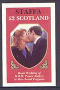 Staffa 1986 Royal Wedding imperf deluxe sheet (£2 value) unmounted mint